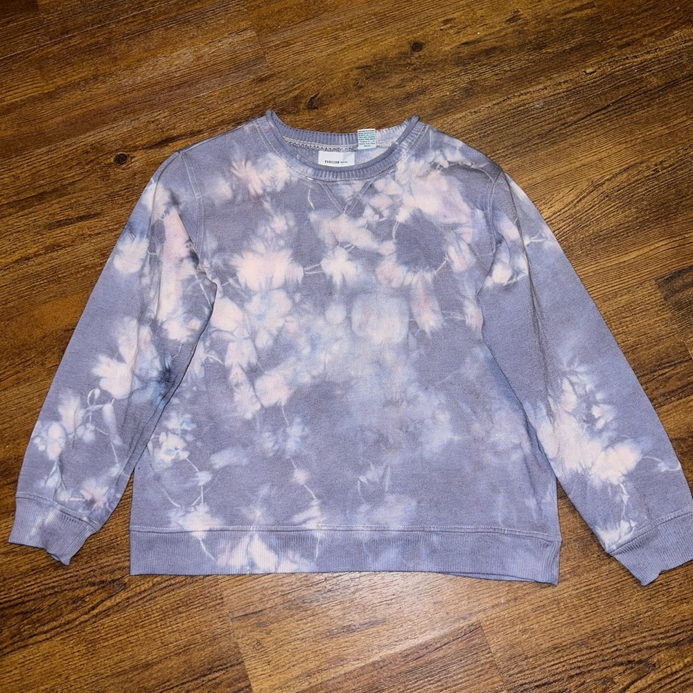 Parisian Works Purple Acid Wash Punk Cozy Crewneck Long Sleeve Sweatshirt Size M